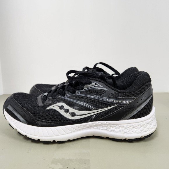 Saucony Womens Cohesion 13 Running Shoes Size 7.5 Black White Lace Up Sporty EUC - Picture 4 of 10